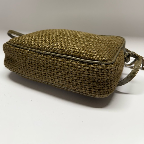 Bottega Veneta Vintage Woven Jute Crossbody Bag – Olive Green - Picture 5 of 7